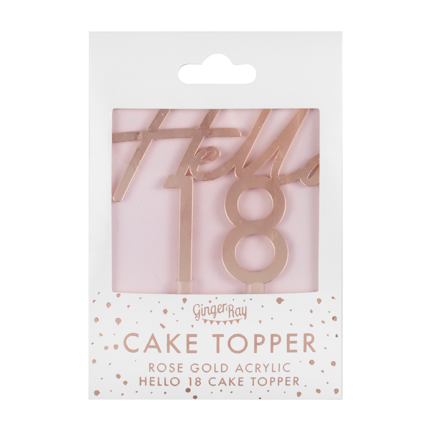 Cake topper Ginger Ray - Hello 18, rose gold