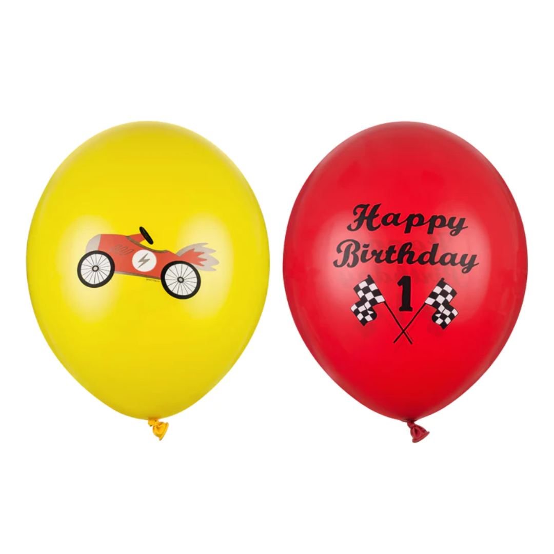Baloni - Happy birthday, dirkalni avtomobili, 50 kos