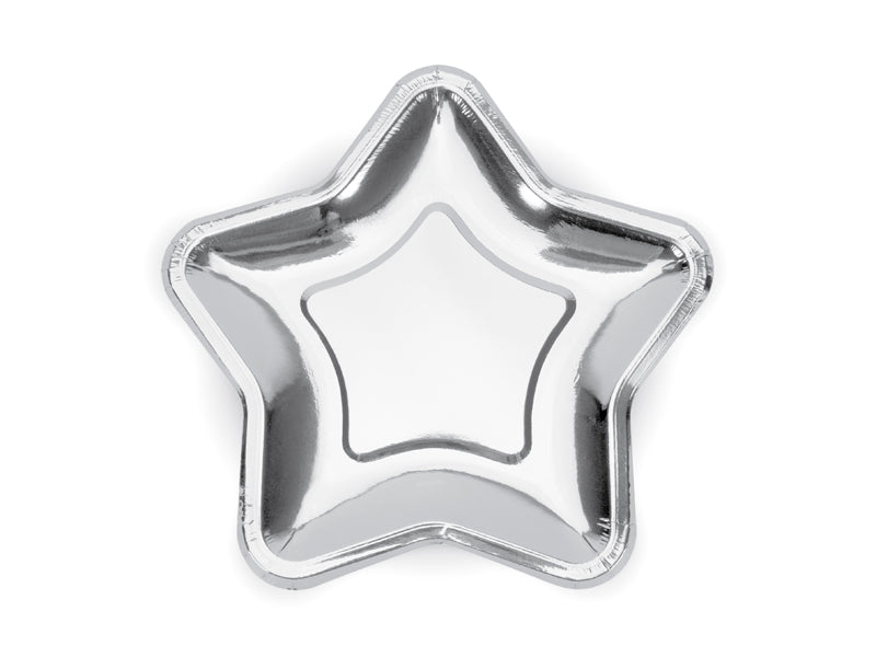 Papirnati krožniki - Zvezda, srebrni