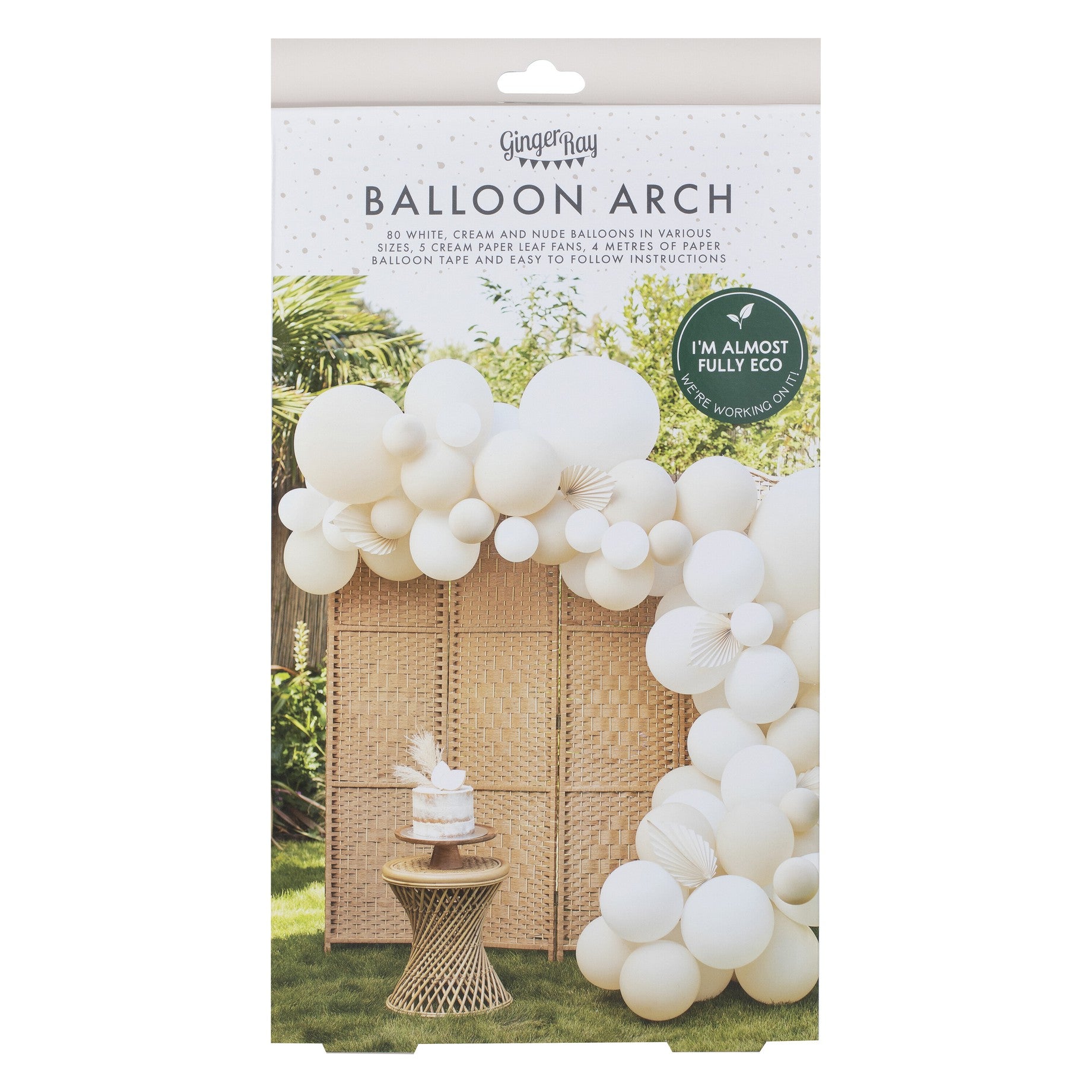 Lok iz balonov Ginger Ray - Nude & White