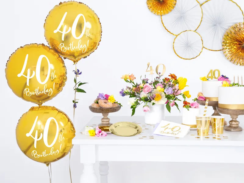Balon folija - 40th birthday, zlat
