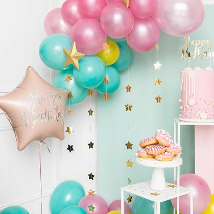 Balon folija Zvezda - Happy birthday, powder pink
