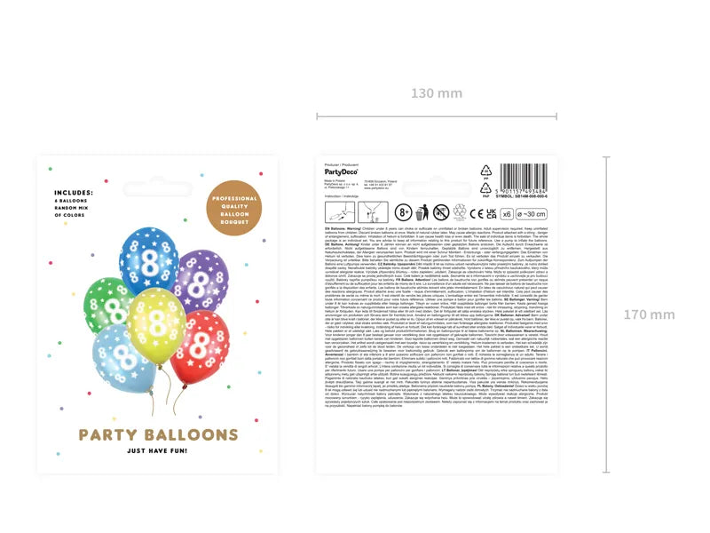 Metallic Baloni - 8 let, 6 kos