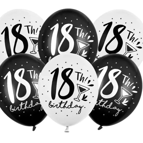 Baloni s tiskom - 18. rojstni dan, 6 kos