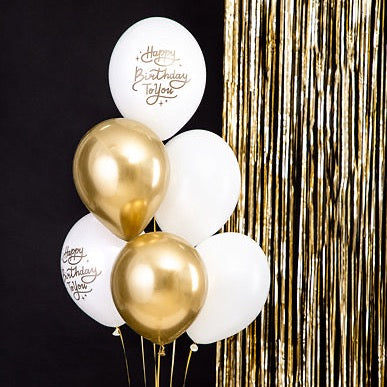 Helij šop - Happy Birthday, white & gold