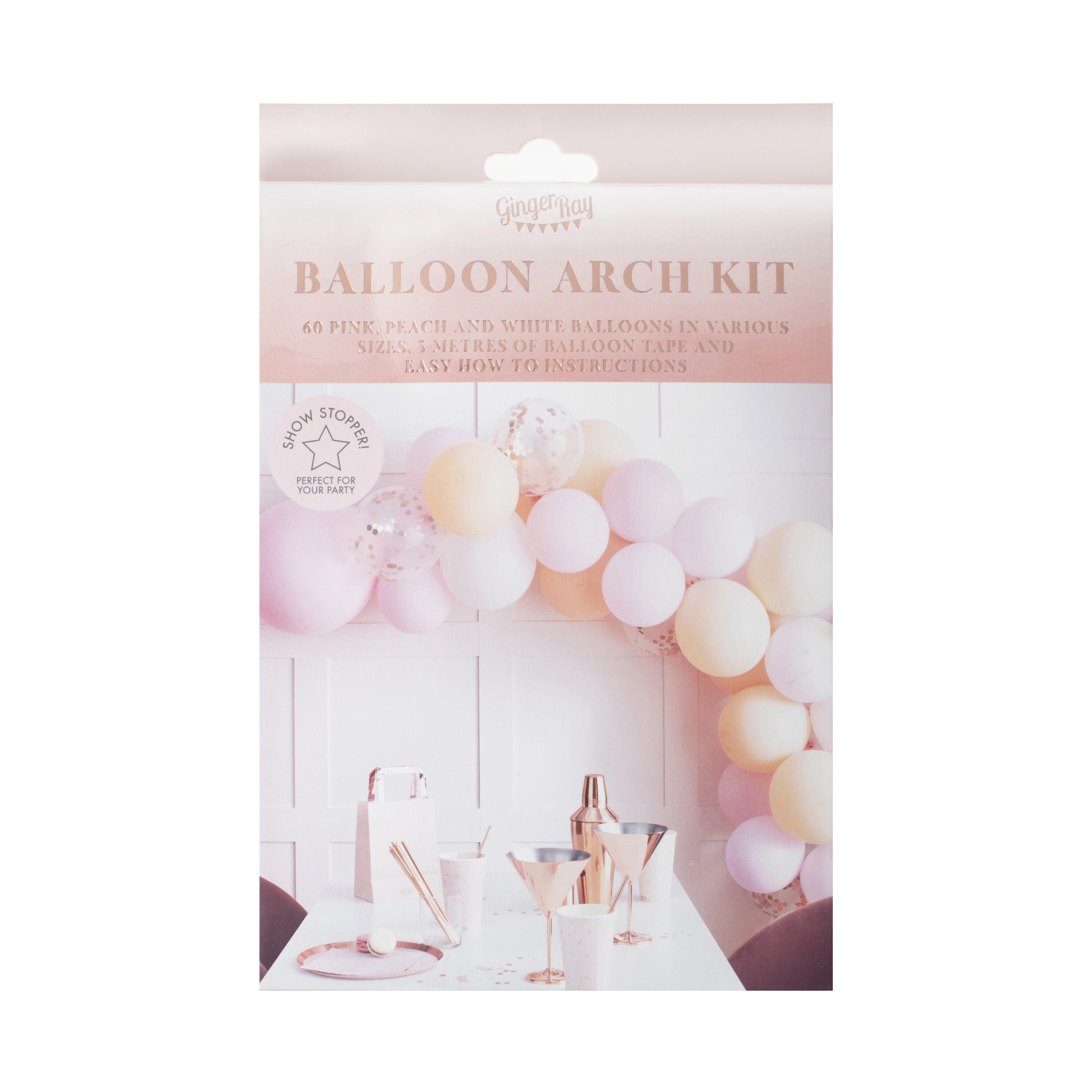 Lok iz balonov Ginger Ray - Matte Peach & Pink