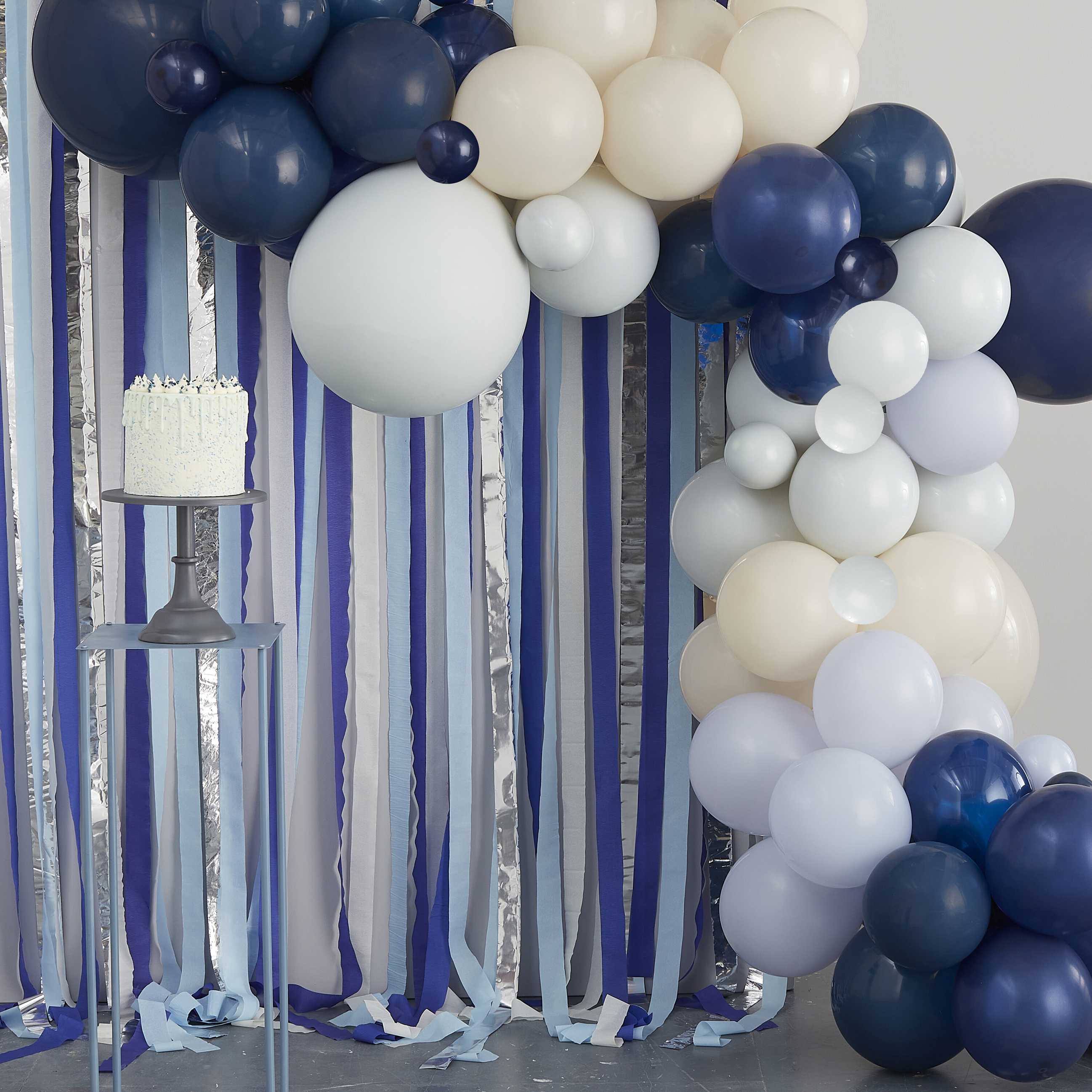 Lok iz balonov Ginger Ray - Blue, Cream & Silver