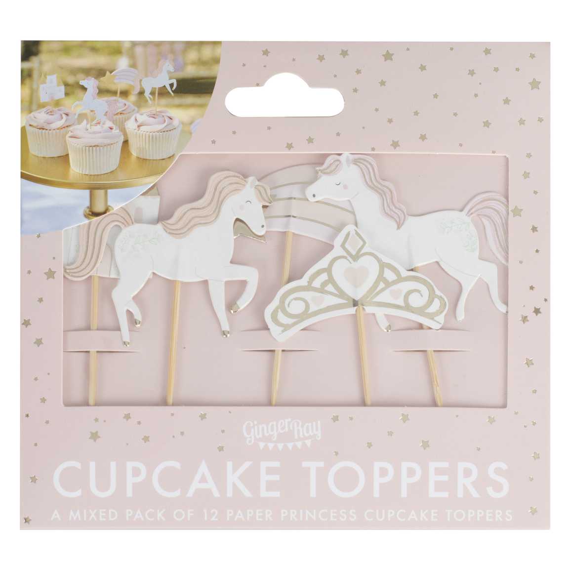 Cupcake toppers Ginger Ray - Princess, 12 kos