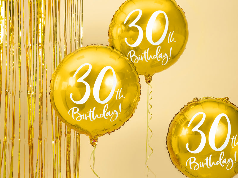 Balon folija - 30th birthday, zlat